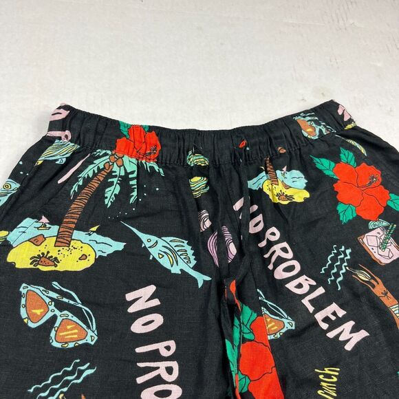 Nicole Miller Linen Shorts No Problem Jamaica Vacation Summer Drawstring Waist S - Picture 3 of 11